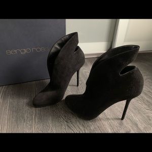 Sergio Rossi black suede cutout booties